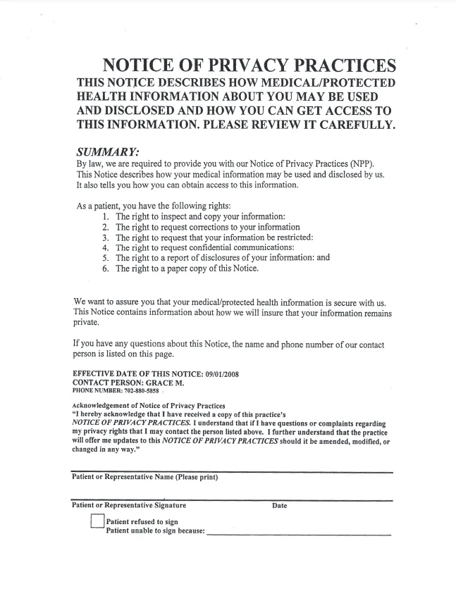 Preview of the Privacy Act form